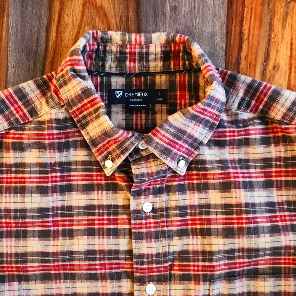 Awesome Cremieux Men's Button Down Shirt, L, Plaid, Handsome